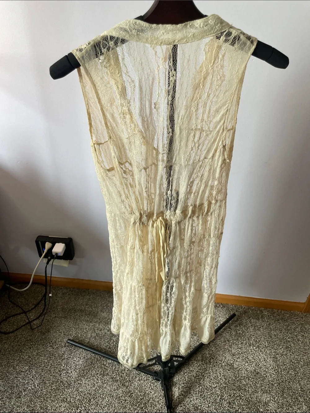 Free People Ivory Lace Sleeveless Tunic